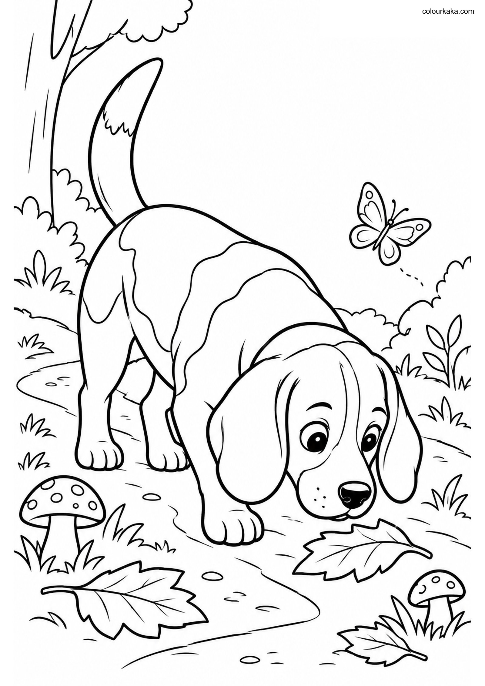 Beagle Puppy Colouring Sheet colouring page preview
