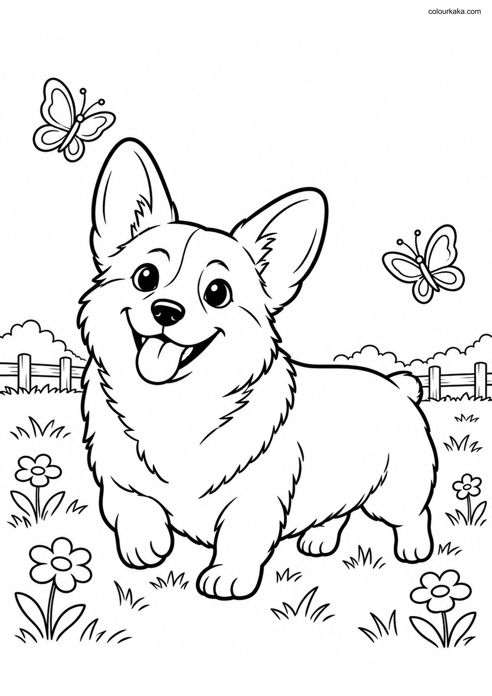 Cute Corgi Colouring Page colouring page preview