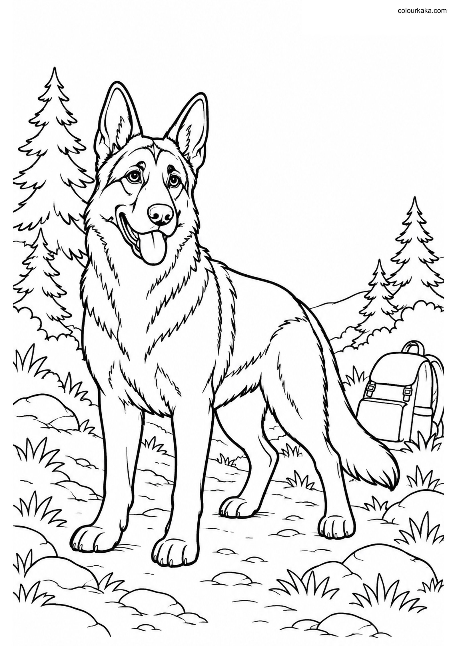 German Shepherd Colouring Page colouring page preview