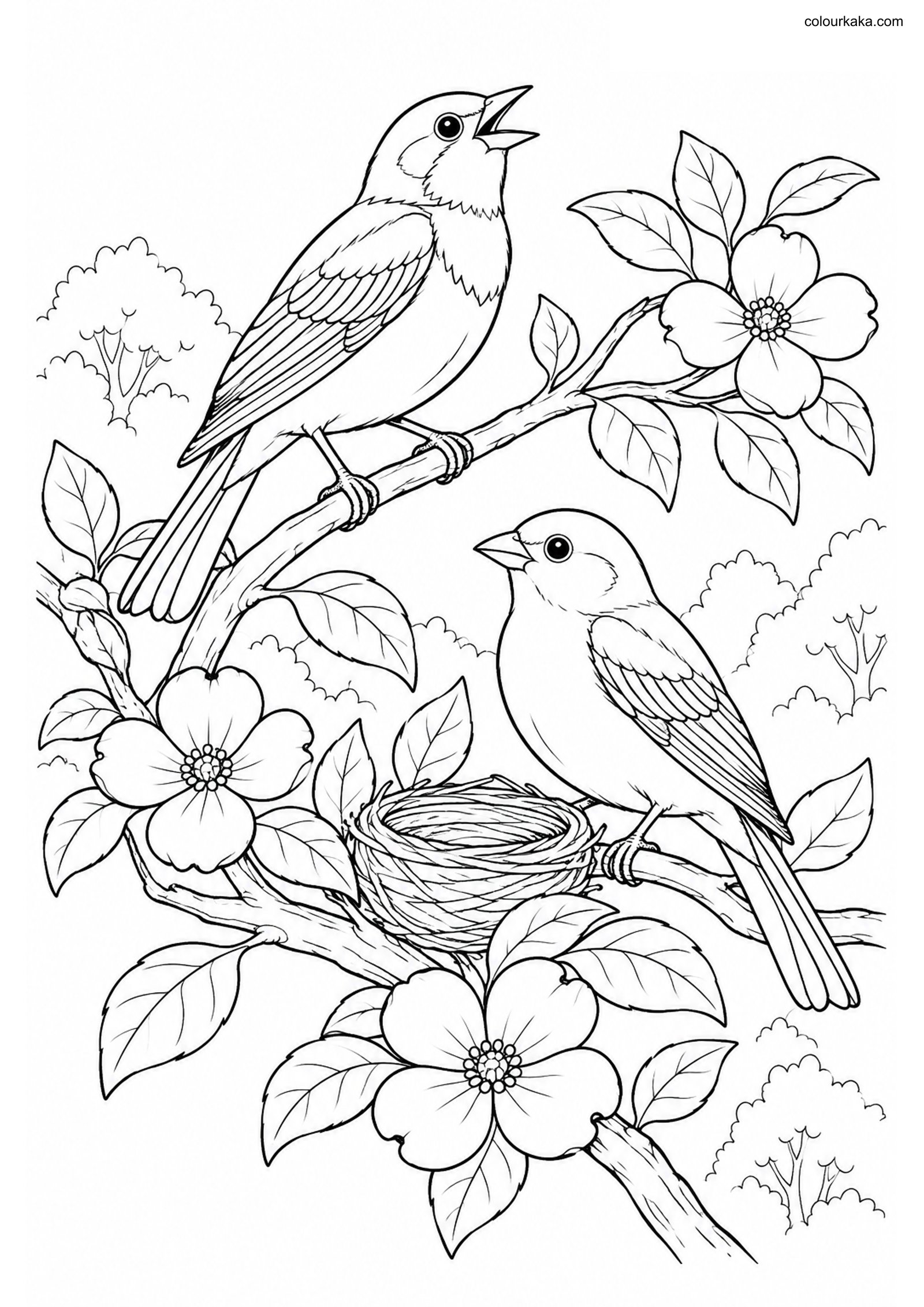 Painted Bunting Pair Colouring colouring page preview