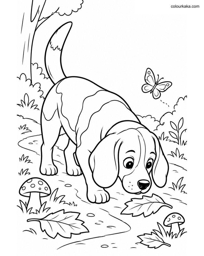 Beagle Puppy Colouring Sheet thumbnail