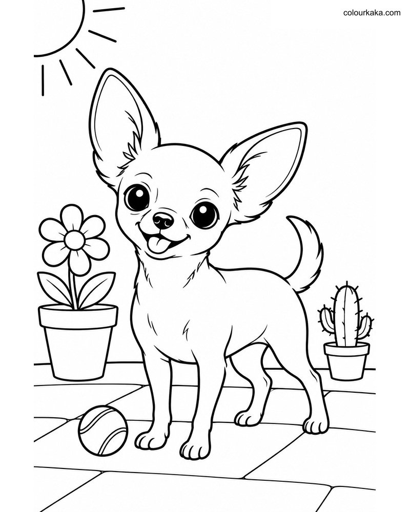 Chihuahua Kids Colouring Page thumbnail