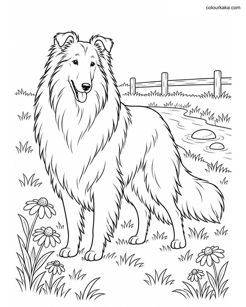 Classic Collie Colouring Page thumbnail