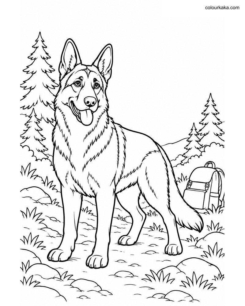 German Shepherd Colouring Page thumbnail