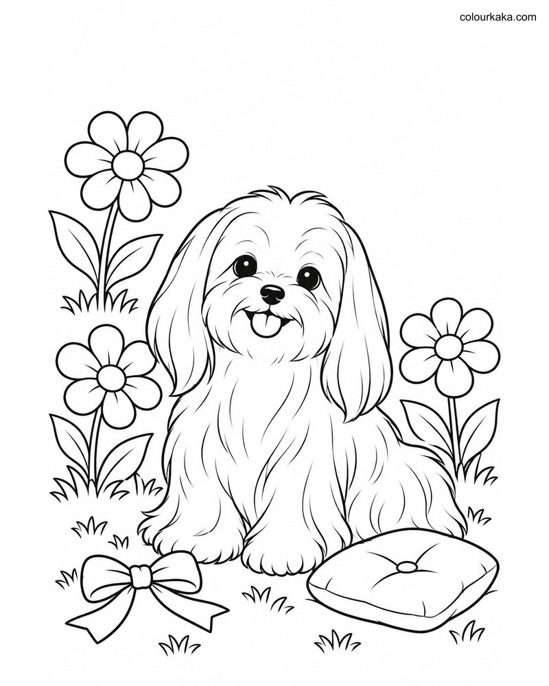 Maltese Puppy Colouring Page thumbnail