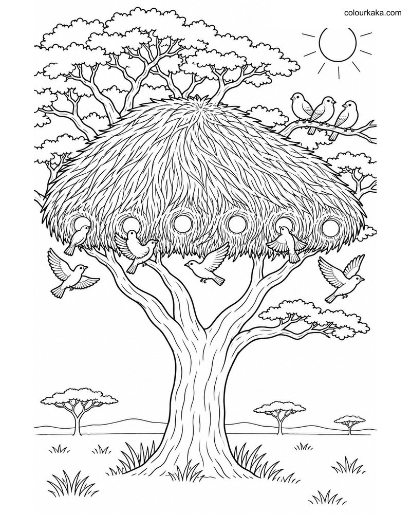 Sociable Weaver Nest Colouring thumbnail