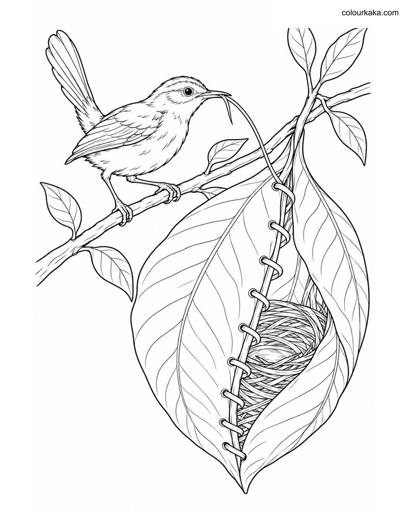 Tailorbird Leaf Nest Colouring thumbnail